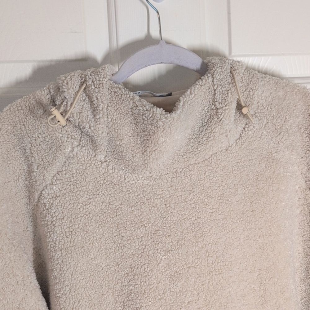 Vince Cream Sandlewood Sherpa Oversized Hooded Pullover Large - Picture 2 of 10